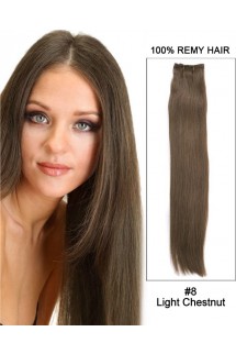18” Silky Straight Brazilian Remy Hair Weave Human Hair Extensions-#8 Light Chestnut 18” Silky Straight Brazilian Remy Hair Weave Human Hair Extensions-#8 Light Chestnut